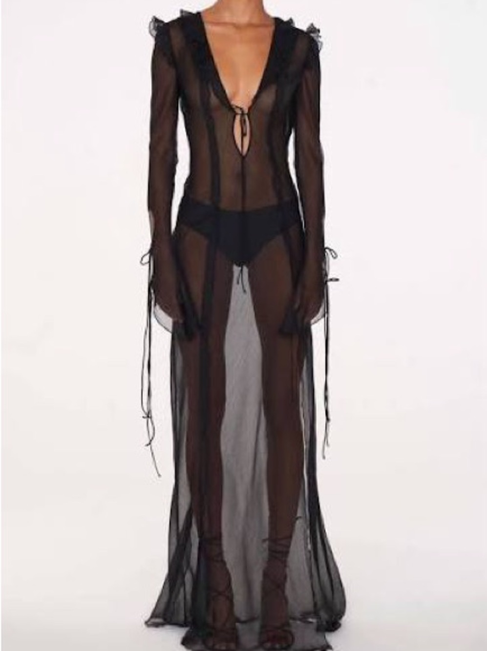 Rat & Boa Farretti Sheer Black Mesh Maxi Dress